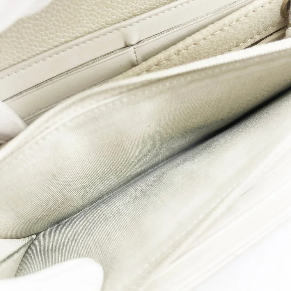 Authentic CHANEL CC Classic Timeless Caviar Flap Wallet on Chain Purse White Bag - Picture 15 of 15